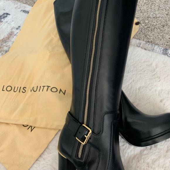 LOUIS VUITTON FRONTROW BLACK PLATFORM BOOTS RARE - Picture 2 of 10